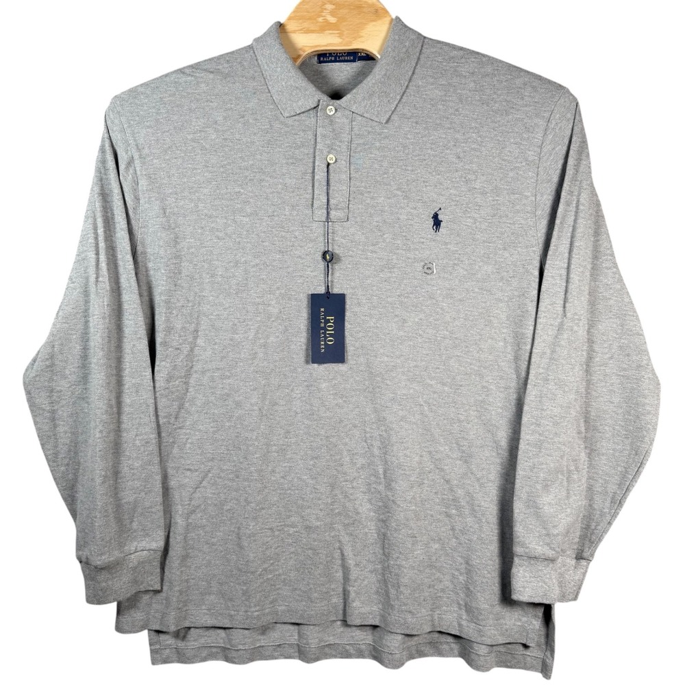 Polo Ralph Lauren Polo‎ Shirt Long Sleeve Mens XXL Grey Cotton Mesh New Tag